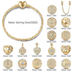 Sterling Silver Secret Garden Charms Bracelet Set In 14K Gold Plated (Includes bracelet and all charms shown)