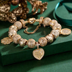 Sterling Silver Secret Garden Charms Bracelet Set In 14K Gold Plated (Includes bracelet and all charms shown)