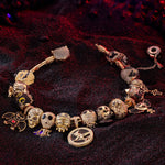 Sterling Silver The Lost Ghostdom Charms Bracelet Set With Enamel In 14K Gold Plated (Includes bracelet and all charms shown)