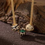 Sterling Silver Geometric Cyber XL Size Charms Necklace Set With Enamel In 14K Gold Plated For Men
