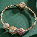 Sterling Silver Santa's Presents Charms Bracelet Set In 14K Gold Plated (Includes bracelet and all charms shown)