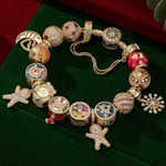 Limited Flash Sale - Sterling Silver Winter Wonderland Wishes Charms Bracelet Set With Enamel In 14K Gold Plated (Includes bracelet and all charms shown)