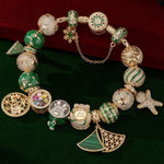 Sterling Silver Winter Wonderland Wishes Charms Bracelet Set With Enamel In 14K Gold Plated (Includes bracelet and all charms shown)