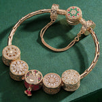 Sterling Silver Snowflake Wonderland Charms Bracelet Set In 14K Gold Plated (Includes bracelet and all charms shown)