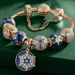 Sterling Silver Snowflake Dreams Charms Bracelet Set With Enamel In 14K Gold Plated (Includes bracelet and all charms shown)