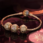 Sterling Silver Lucky Aura Charms Bracelet Set In 14K Gold Plated (Includes bracelet and all charms shown)
