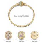 Sterling Silver Lucky Aura Charms Bracelet Set In 14K Gold Plated (Includes bracelet and all charms shown)