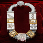 Sterling Silver Whispers Love Rectangular Charms Bracelet Set, Featuring Dual Plating in 14K Gold and White Gold (Includes bracelet and all charms shown)