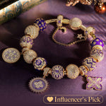 [💥As @mygreatchallenge's Pick] Sterling Silver Violet Dreamland Charms Bracelet Set With Enamel In 14K Gold Plated (Includes bracelet and all charms shown)