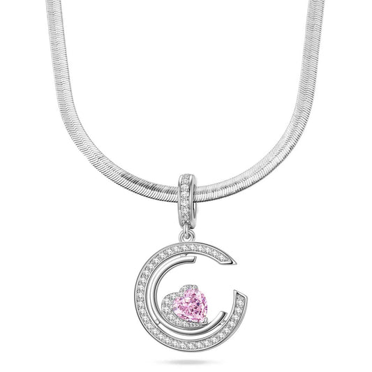 gona- Sterling Silver Serene Serenade Charms Necklace Set In White Gold Plated
