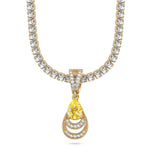 Sterling Silver Tennis Chain Mermaid's Tear Charms Necklace Set In 14K Gold Plated
