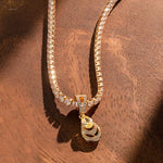 Sterling Silver Tennis Chain Mermaid's Tear Charms Necklace Set In 14K Gold Plated