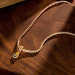 Sterling Silver Tennis Chain Mermaid's Tear Charms Necklace Set In 14K Gold Plated
