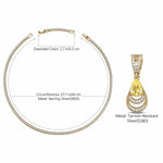 Sterling Silver Tennis Chain Mermaid's Tear Charms Necklace Set In 14K Gold Plated
