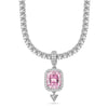 Sterling Silver Tennis Chain Metropolitan Muse Charms Necklace Set In White Gold Plated