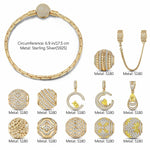 Sterling Silver Luminous Manhattan Charms Bracelet Set In 14K Gold Plated (Includes bracelet and all charms shown)