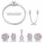 Sterling Silver Sakura Waterdrop Charms Bracelet Set In White Gold Plated (Includes bracelet and all charms shown)