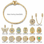 Sterling Silver Easter Egg of Grace Charms Bracelet Set With Enamel In 14K Gold Plated (Includes bracelet and all charms shown)