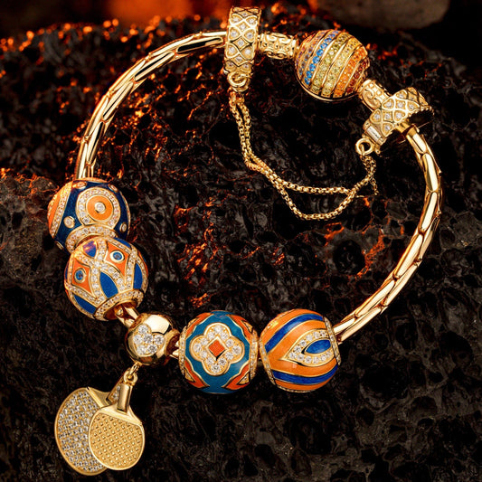 gona- Sterling Silver Dynamic Duo Charms Bracelet Set With Enamel In 14K Gold Plated (Includes bracelet and all charms shown)