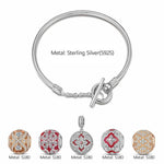 Sterling Silver Timeless Embrace Charms Bracelet Set With Enamel, Featuring Dual Plating in White Gold and Rose Gold (Includes bracelet and all charms shown)