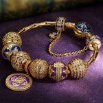 Sterling Silver Iris of Love Charms Bracelet Set With Enamel In 14K Gold Plated (Includes bracelet and all charms shown)