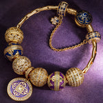 Sterling Silver Iris of Love Charms Bracelet Set With Enamel In 14K Gold Plated (Includes bracelet and all charms shown)
