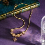 Sterling Silver Clover Dance Charms Necklace Set With Enamel In 14K Gold Plated