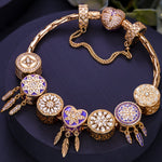 Sterling Silver Dreamy Lullaby Charms Bracelet Set With Enamel In 14K Gold Plated (Includes bracelet and all charms shown)
