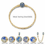 [💥As @katstyle42's Pick] Sterling Silver Ocean Conquerors Charms Bracelet Set With Enamel In 14K Gold Plated (Includes bracelet and all charms shown)