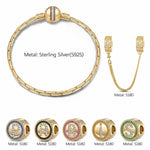 Sterling Silver Paris Soul Charms Bracelet Set In 14K Gold Plated (Includes bracelet and all charms shown)