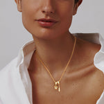 Sterling Silver Vitality of Baseball. Charms Necklace Set In 14K Gold Plated