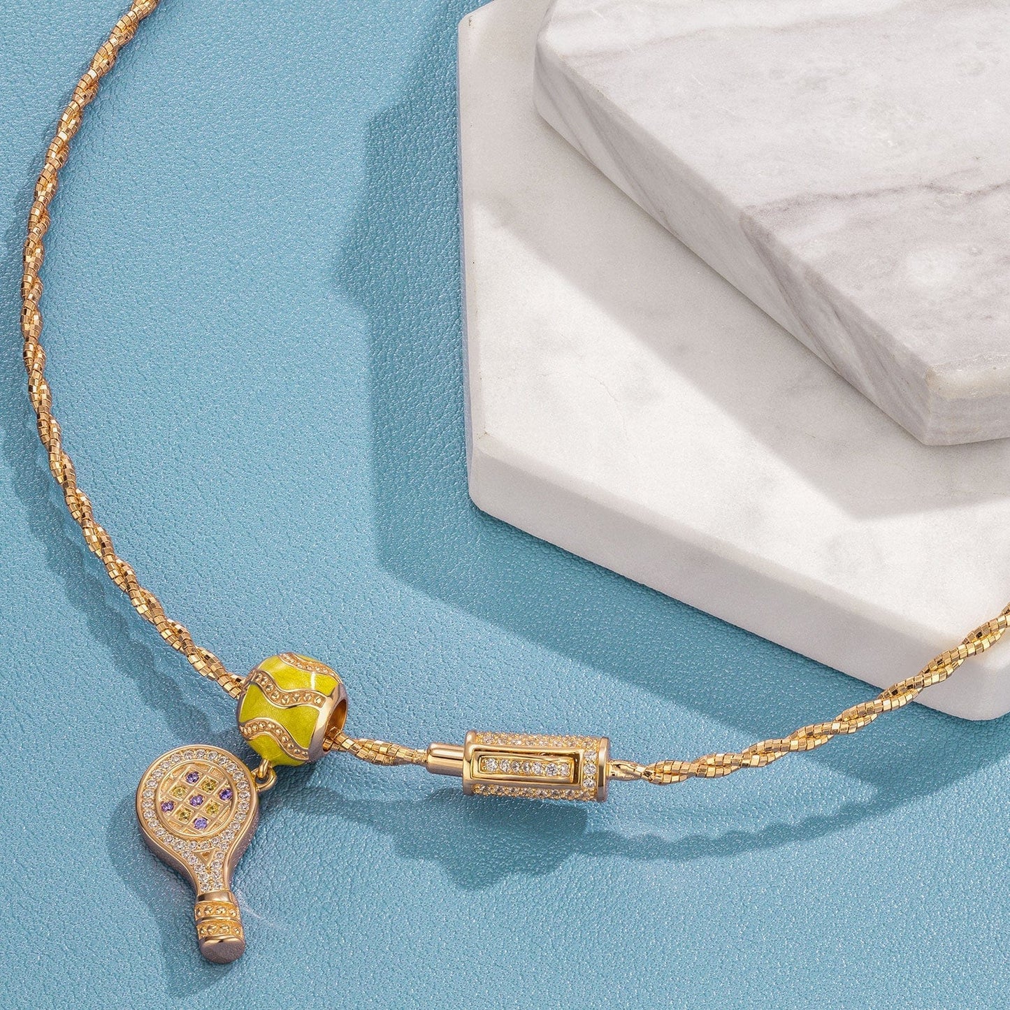 Sterling Silver Braided Knot Rope Choker Necklace Allure of Tennis Charms Necklace Set With Enamel In 14K Gold Plated