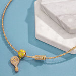 Sterling Silver Braided Knot Rope Choker Necklace Allure of Tennis Charms Necklace Set With Enamel In 14K Gold Plated