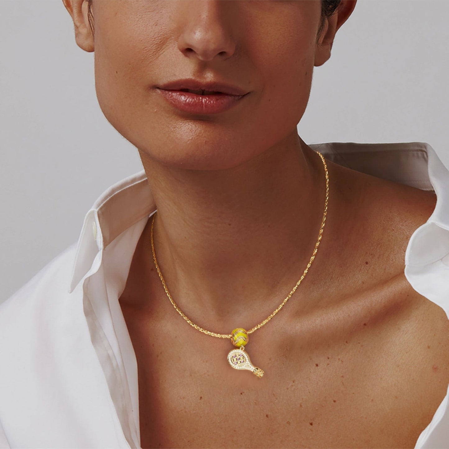 Sterling Silver Braided Knot Rope Choker Necklace Allure of Tennis Charms Necklace Set With Enamel In 14K Gold Plated