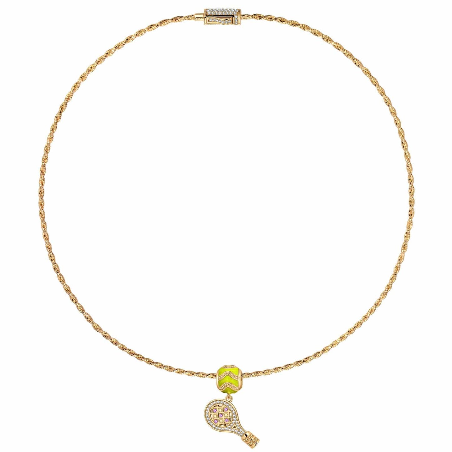 Sterling Silver Braided Knot Rope Choker Necklace Allure of Tennis Charms Necklace Set With Enamel In 14K Gold Plated