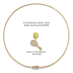 Sterling Silver Braided Knot Rope Choker Necklace Allure of Tennis Charms Necklace Set With Enamel In 14K Gold Plated