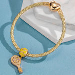 Sterling Silver Allure of Tennis Charms Bracelet Set With Enamel In 14K Gold Plated (Includes bracelet and all charms shown)