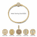 Sterling Silver Cascading Sunlight Charms Bracelet Set With Enamel In 14K Gold Plated (Includes bracelet and all charms shown)