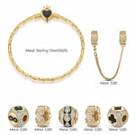 Sterling Silver Whispering of Destiny Charms Bracelet Set With Enamel In 14K Gold Plated (Includes bracelet and all charms shown)