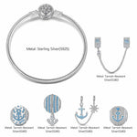 Sterling Silver Anchor of Hope Charms Bracelet Set In White Gold Plated (Includes bracelet and all charms shown)