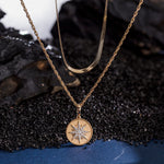 Sterling Silver Shining North Star Charms Necklace Set In 14K Gold Plated