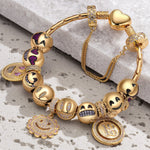 Sterling Silver Bright Smiles Charms Bracelet Set In 14K Gold Plated (Includes bracelet and all charms shown)