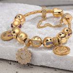 Sterling Silver Bright Smiles Charms Bracelet Set In 14K Gold Plated (Includes bracelet and all charms shown)