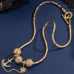 Sterling Silver Navigator Journey Charms Necklace Set In 14K Gold Plated