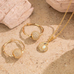 Sterling Silver Exquisite Moonstone Charms Necklace Set In 14K Gold Plated