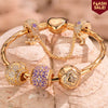 Sterling Silver Purple Luck Charms Bracelet Set With Enamel In 14K Gold Plated (Includes bracelet and all charms shown)