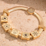 Sterling Silver Unlimited Love Rectangular Charms Bracelet Set With Enamel In 14K Gold Plated (Includes bracelet and all charms shown)