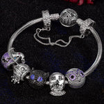 Sterling Silver Spooky Fun Charms Bracelet Set With Enamel In Two-Tone Plating (Includes bracelet and all charms shown)