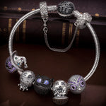 Sterling Silver Spooky Fun Charms Bracelet Set With Enamel In Two-Tone Plating (Includes bracelet and all charms shown)