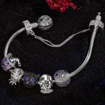 Sterling Silver Spooky Fun Charms Bracelet Set With Enamel In Two-Tone Plating (Includes bracelet and all charms shown)